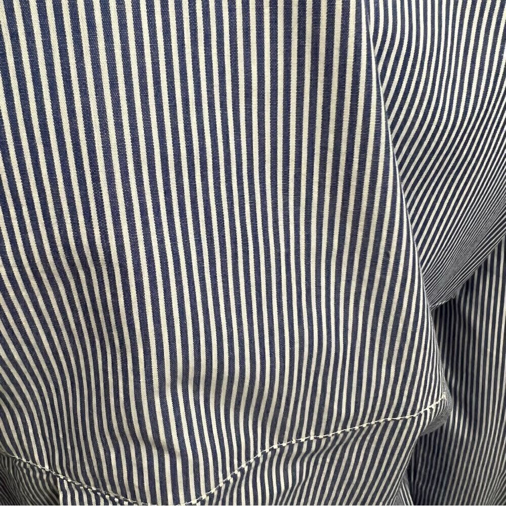 NWT Beach Lunch Lounge Blue and White Pinstripe Tie Front Button Down Blouse-S - Picture 8 of 13